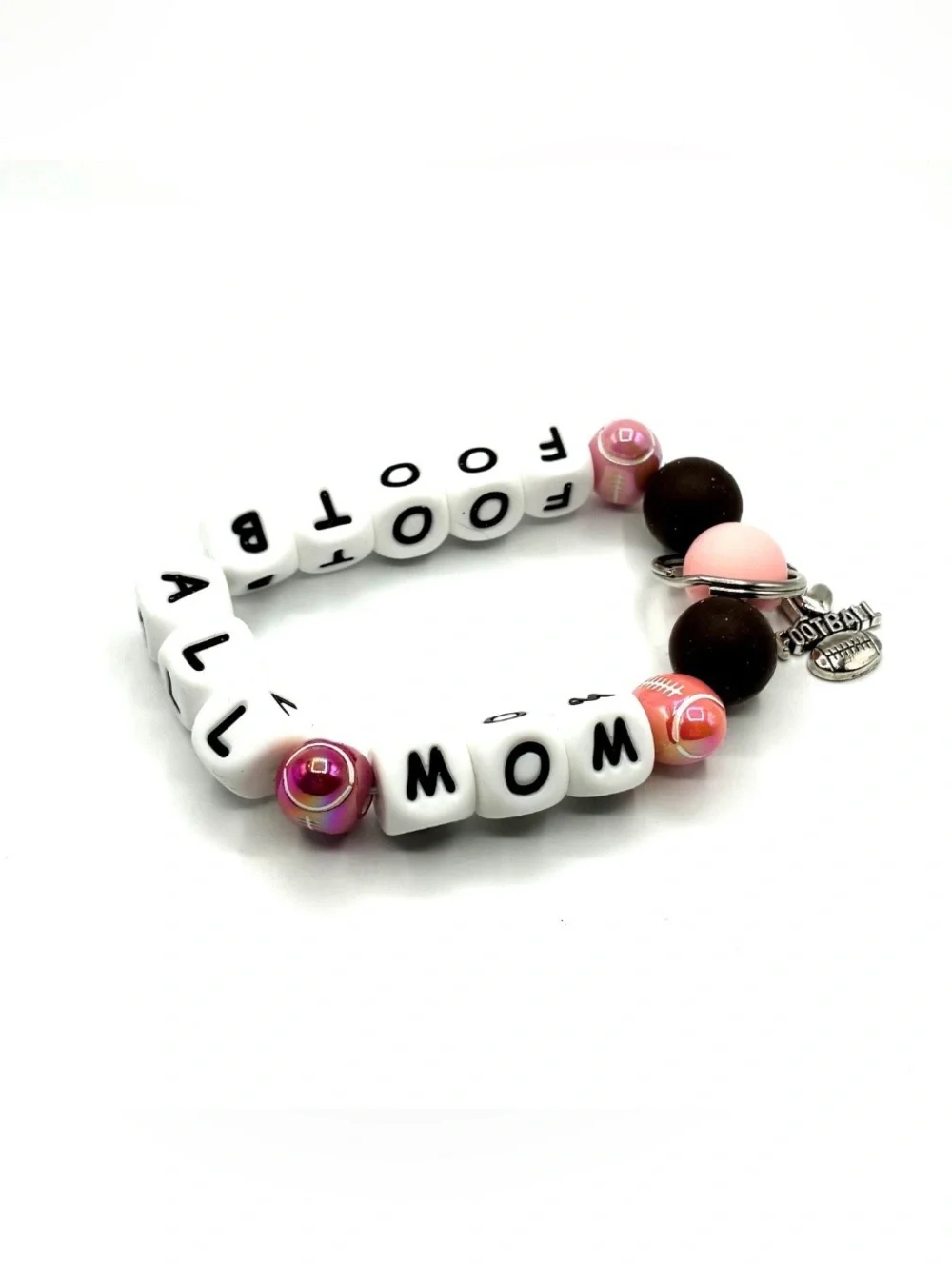 Football Mom Beaded Stretch Keychain Bracelet